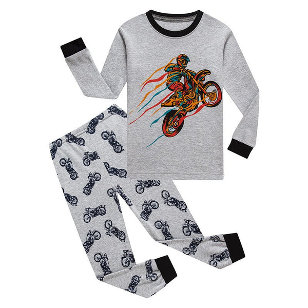 Toddler/Kid Colorful Motorcycle Pajama Set