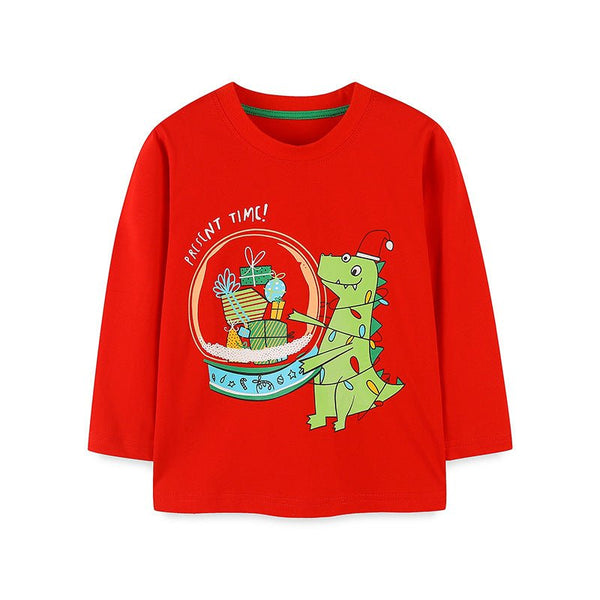 Toddler/Kid Festive Christmas Snow Globe Dinosaur Long Sleeve Shirt
