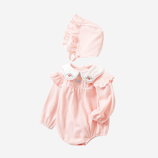 Baby Girl Pink Long Sleeve Onesie with Hat Set