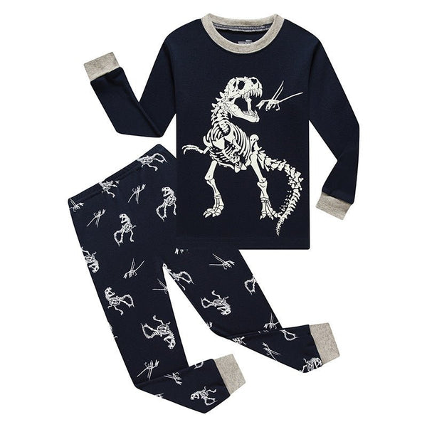 Toddler/Kid Boy's Long Sleeve Cartoon Dinosaur Print Pajama Set