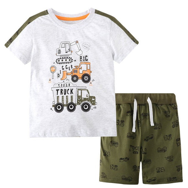 Toddler Boy's Truck Print T-shirt with Shorts Set