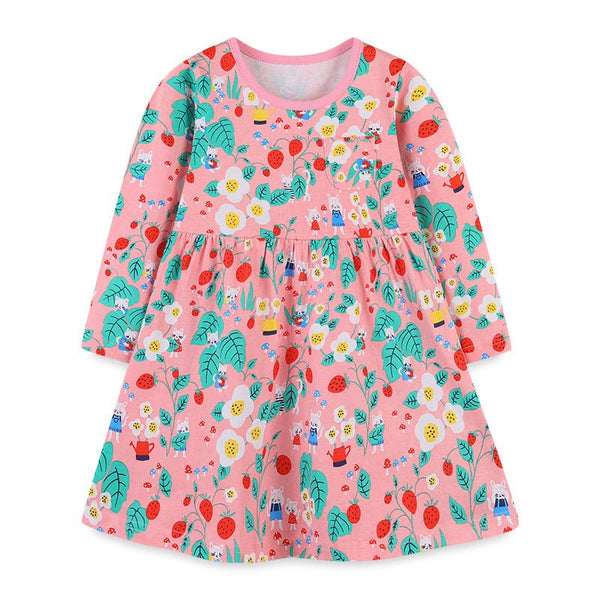 Toddler/Kid Girl's Long Sleeve Pink Floral Dress