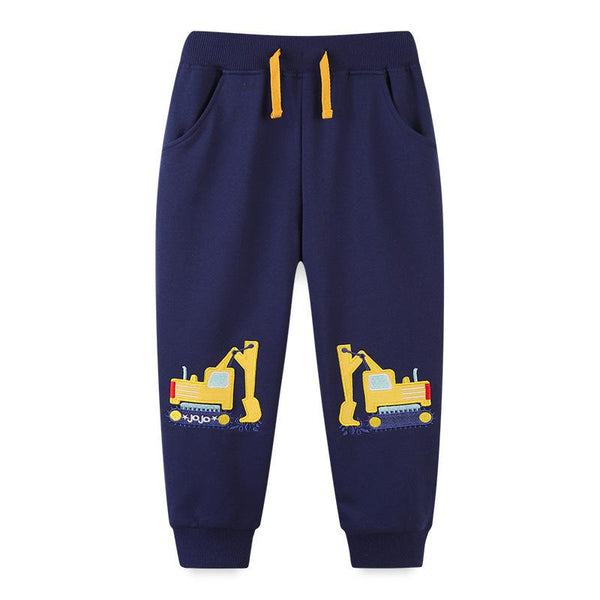 Toddler/Kid Boy Vehicles Embroidery Casual Pants