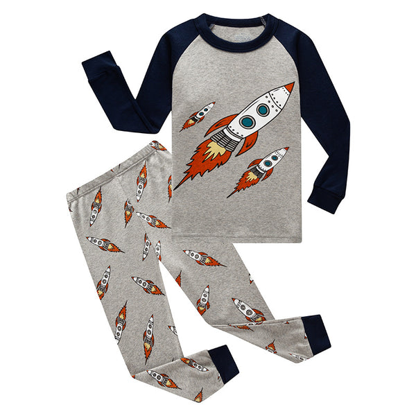 Toddler Boy's Long Sleeve Rocket Print Pajama Set