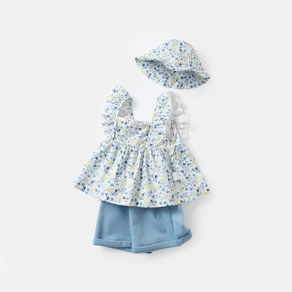 3-Piece Baby/Toddler Girl Floral Top and Shorts Set