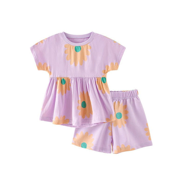 Toddler/Kid Girl Pastel Floral Casual T-shirt and Shorts Set