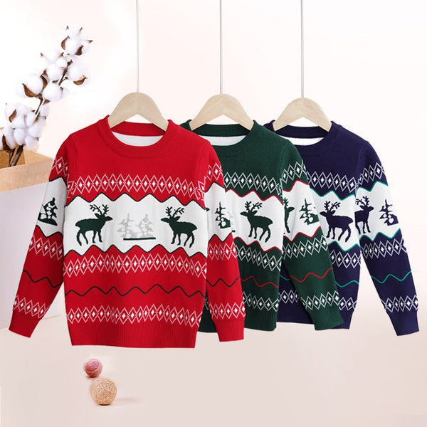 Toddler/Kid Reindeer Prints Christmas Sweater (3 Colors)