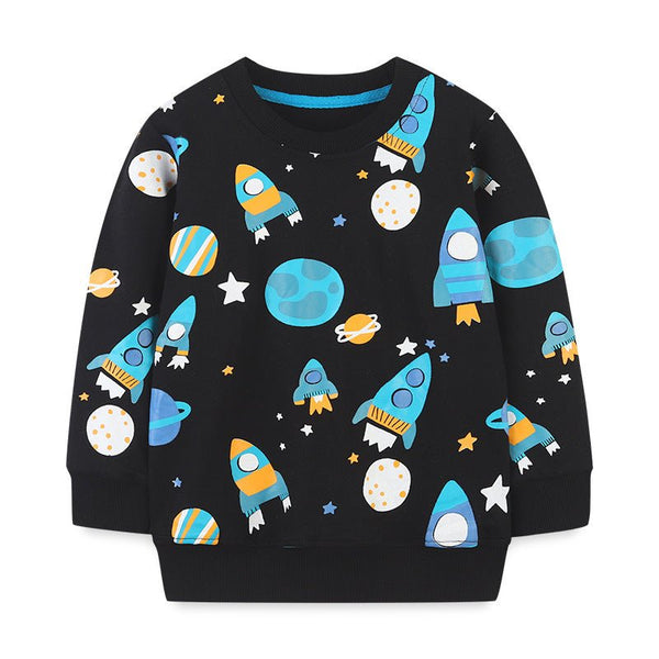 Toddler/Kid Boy's Cartoon Rocket Print Design Sweatshirt
