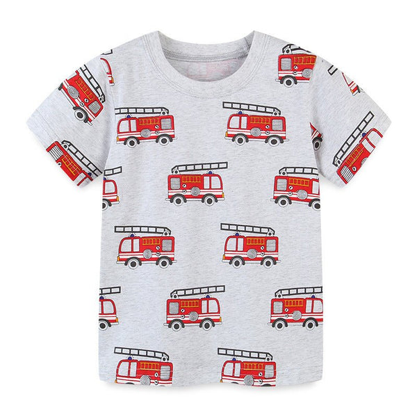 Toddler Boy's Firetruck Print T-shirt