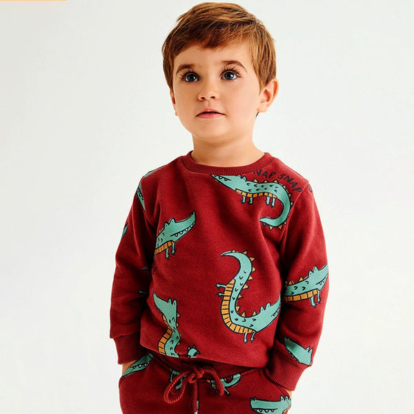 Toddler Boy's Long-Sleeve Crocodile Print Sweatshirt
