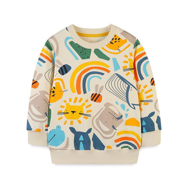 Toddler/Kid's All-over Cartoon Print Design Cotton Sweatshirt