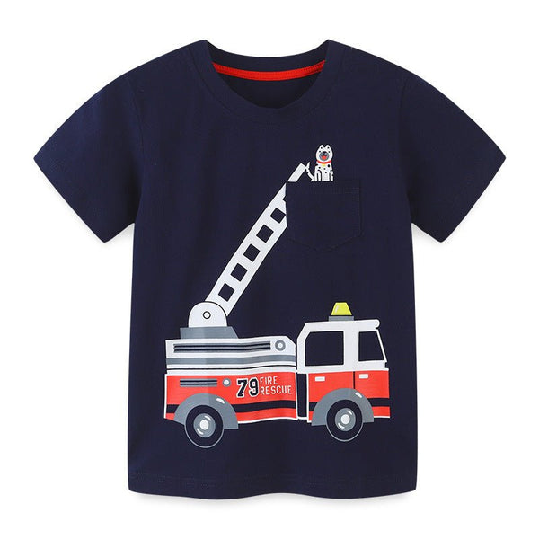 Toddler/Kid Boy Firetruck Print T-shirt