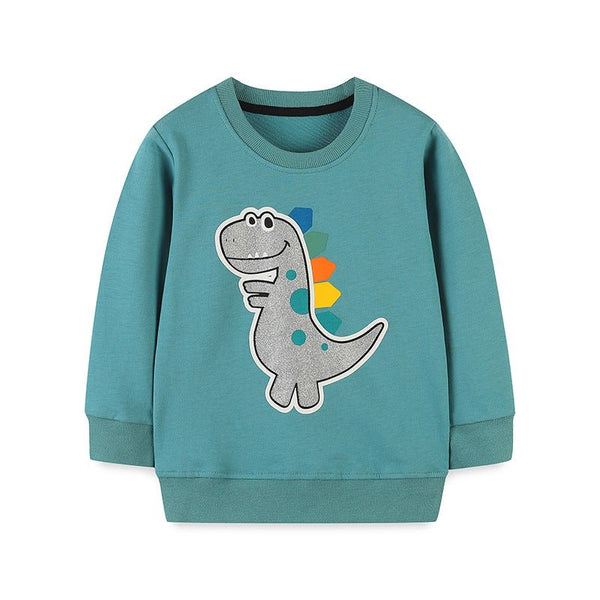 Toddler/Kid Smiley Dinosaur Teal Sweatshirt