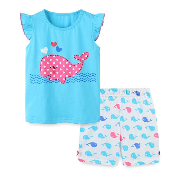 Toddler/Kid Girl's Dolphin Print Top with Shorts Set