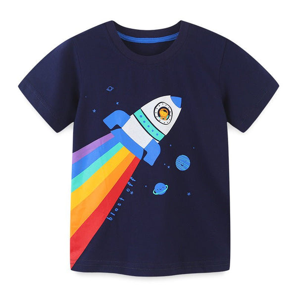 Toddler/Kid Boy Rainbow Rocket Print T-shirt
