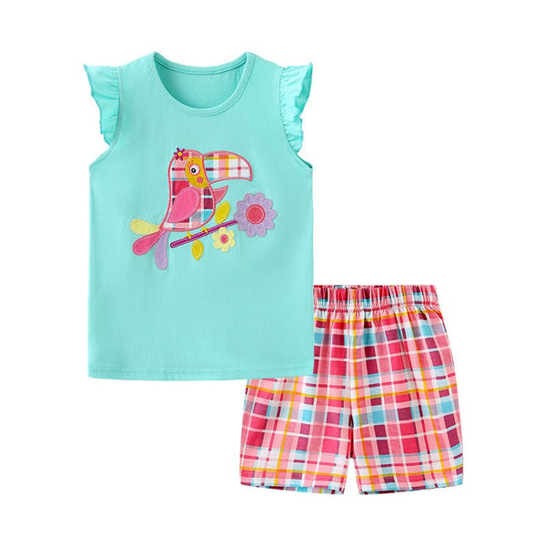 Toddler/Kid GIrl's Parrot Design Tee with Shorts Set