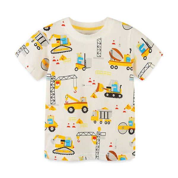 Toddler/Kid Boy's Allover Vehicle Print Short Sleeve T-shirt