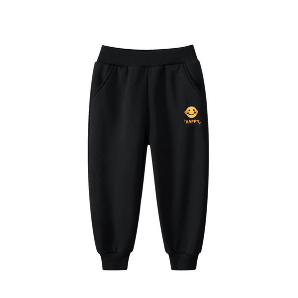 Toddler/Kid Girl's Happy Face Design Black Pants