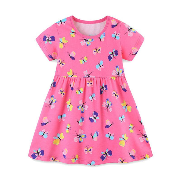 Toddler/Kid Girl's Allover Butterfly Design Pink Dress
