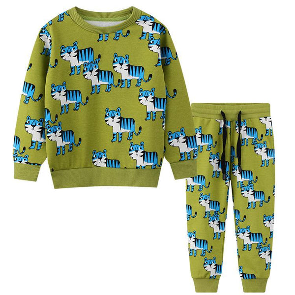 Toddler Boy's Tiger Print Sweatshirt with Pants Set