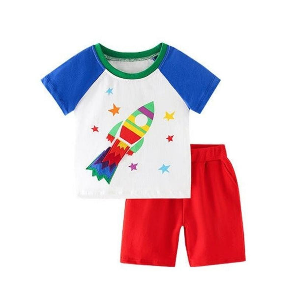 Toddler Boy's Rocket Print T-shirt with Shorts Set