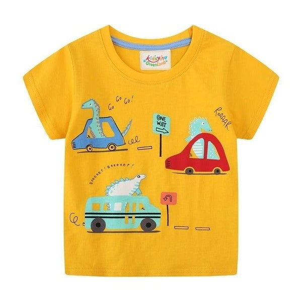 Premium Boy Dinosaurs in Cars T-shirt