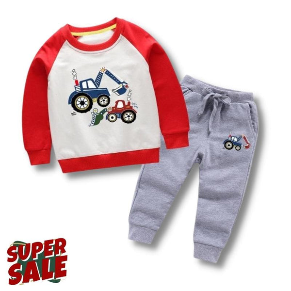Toddler/Kid Boy Cartoon Cars Print Sweatshirt and Pants Set (3 colors)
