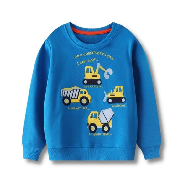 Toddler/Kid's Vehicle Design Blue Sweatshirt