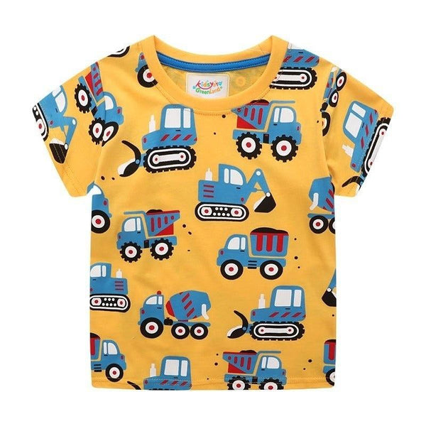 Toddler/Kid Boy Vehicles Print Yellow T-shirt