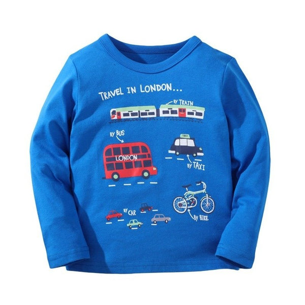 Toddler/Kid Boy Vehicle Print Long Sleeve Shirt