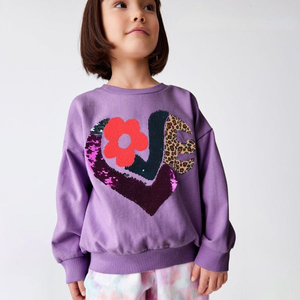 Toddler/Kid Girl "Love" Heart Shape/Mix Prints Sweatshirt