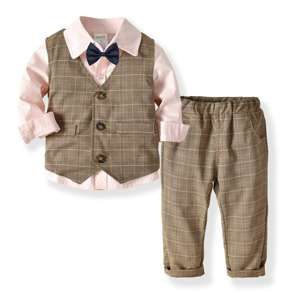 Boy's 4-Piece Bowtie Brown Gentleman Suit (3 colors)