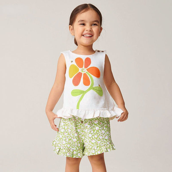 Toddler/Kid Girl's Sleeveless Floral Top with Shorts Set