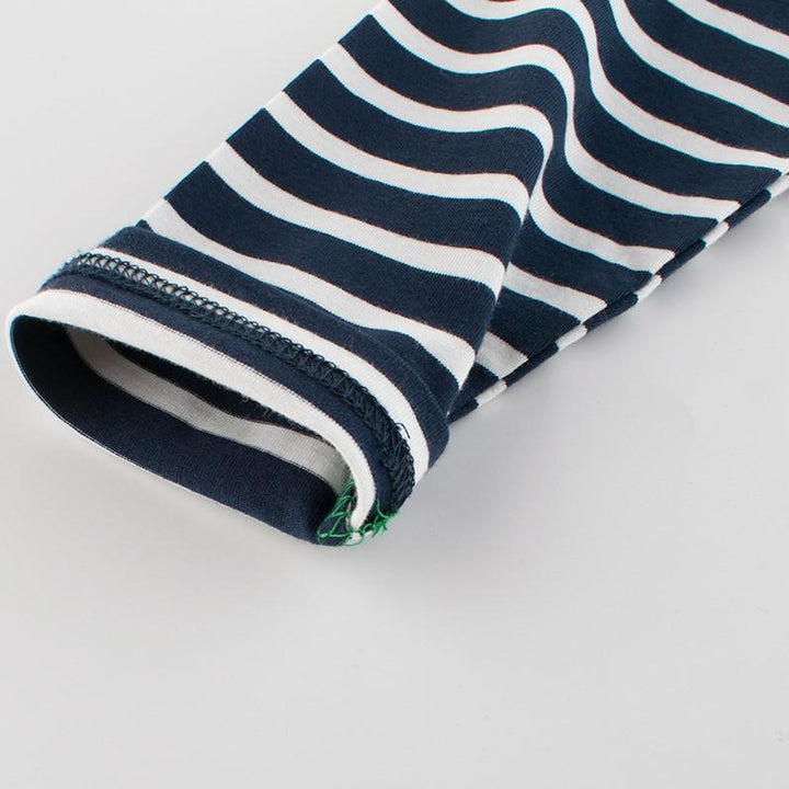 Baby Girls Pink/Green Cartoon & Black Stripes Long Sleeve Tops - Kidsyard Greenland