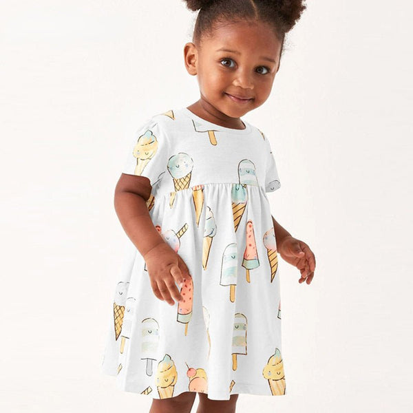 Toddler/Kid Girl's Ice Cream Print Short Sleeve Dress