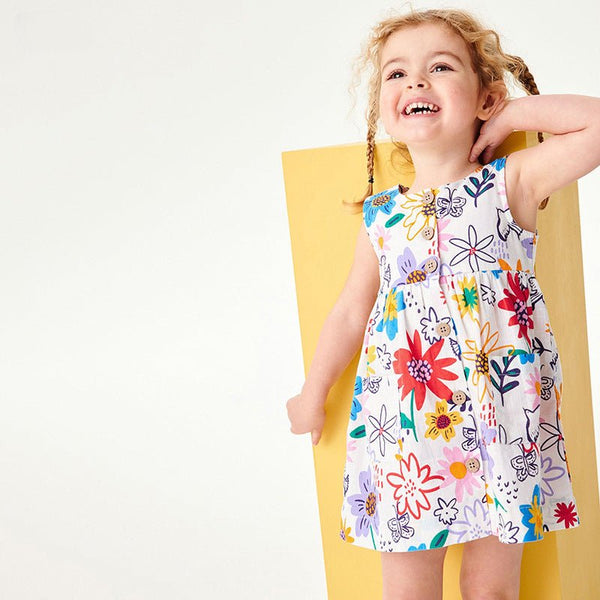 Toddler/Kid Girl's Colorful Floral Design Sleeveless Dress