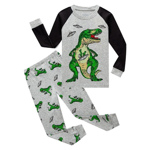 Green Dinosaur Print Pajama Set for Toddler/Kid Boy