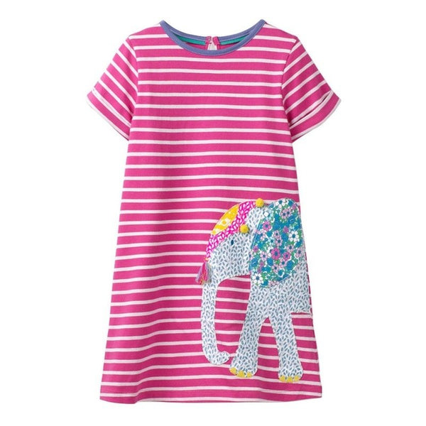 Toddler/Kid Girl's Short Sleeve Elephant Print Dress