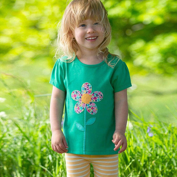 Toddler/Kid Girl's Floral Design Green Top