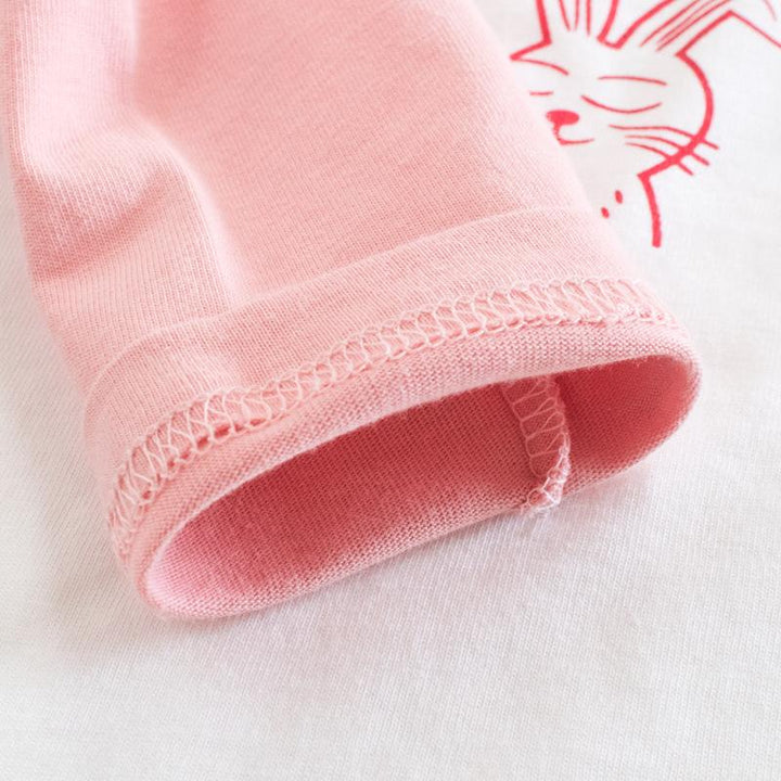 Cute Girls T-shirt with Cartoon Rabbit Pattern - Kidsyard Greenland