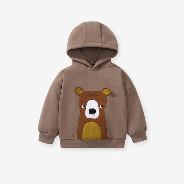Toddler/Kid's Bear Design Cotton Brown Sweatshirt