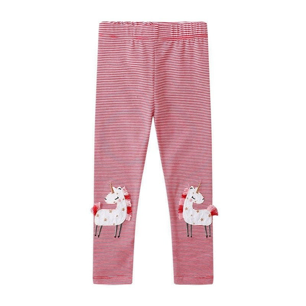 Toddler/Kid Girl's Unicorn Print Pink Striped Leggings