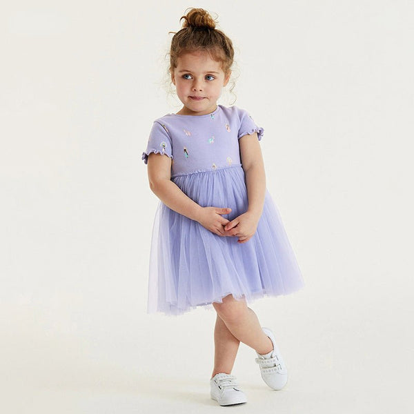 Toddler/Kid Girl's Purple Princess Dress with Lace Design