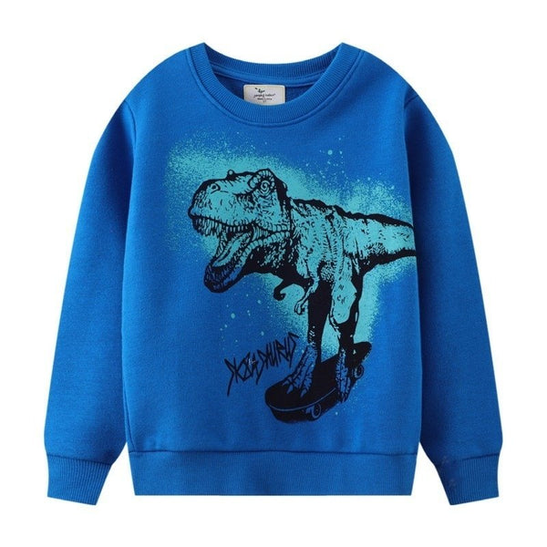 Toddler/Kid's Dinosaur Print Blue Sweatshirt