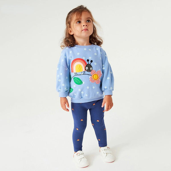 Toddler/Kid Girl Flower Embroidery Polka Dots Sweatshirt