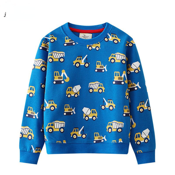 Toddler/Kid Boy Allover Vehicle Print Blue Sweatshirt