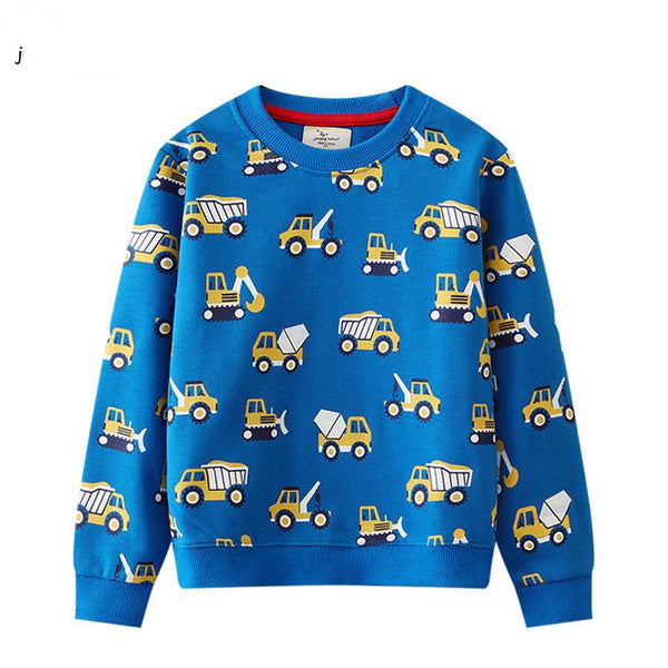 Toddler/Kid Boy's All-over Vehicle Print Blue Sweatshirt