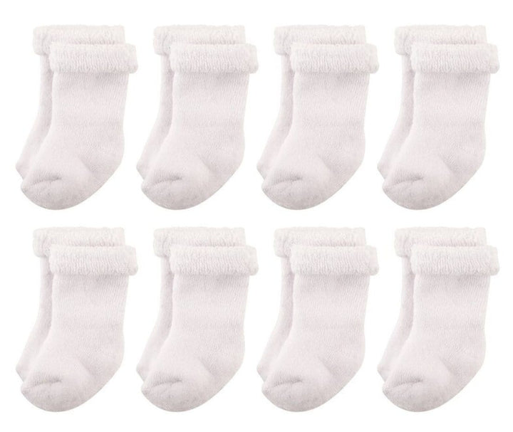 Premium Baby Boy and Girl Rolled Cuff Crew Socks, 8-Pack, White - Kidsyard Greenland