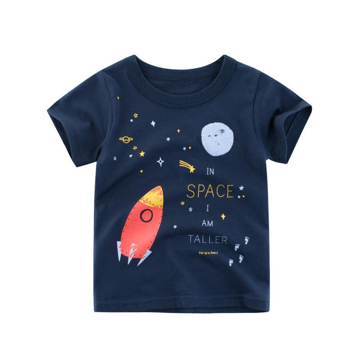 Premium Boy's T-shirt with Rocket and Space Summer Kid's Clothing - Kidsyard Greenland