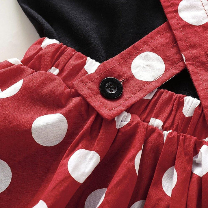 Summer Baby Girls Red Polka Dot Skirt with Casual Short Sleeve Tops 2-piece Outfit Set - Kidsyard Greenland